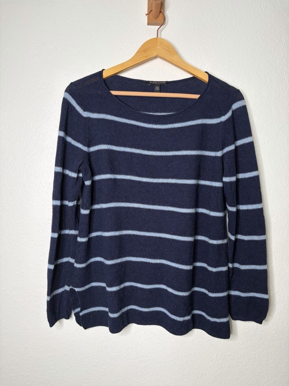 Eileen Fisher Navy Blue Striped Sweater Size SP Coastal Grandma, Effortless